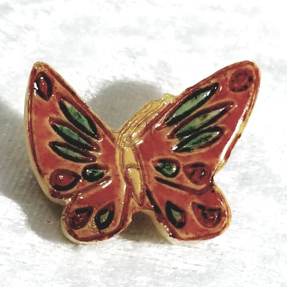 Butterfly 1"x1" orange, yellow, green and red 1.1902 - Picture 2 of 11